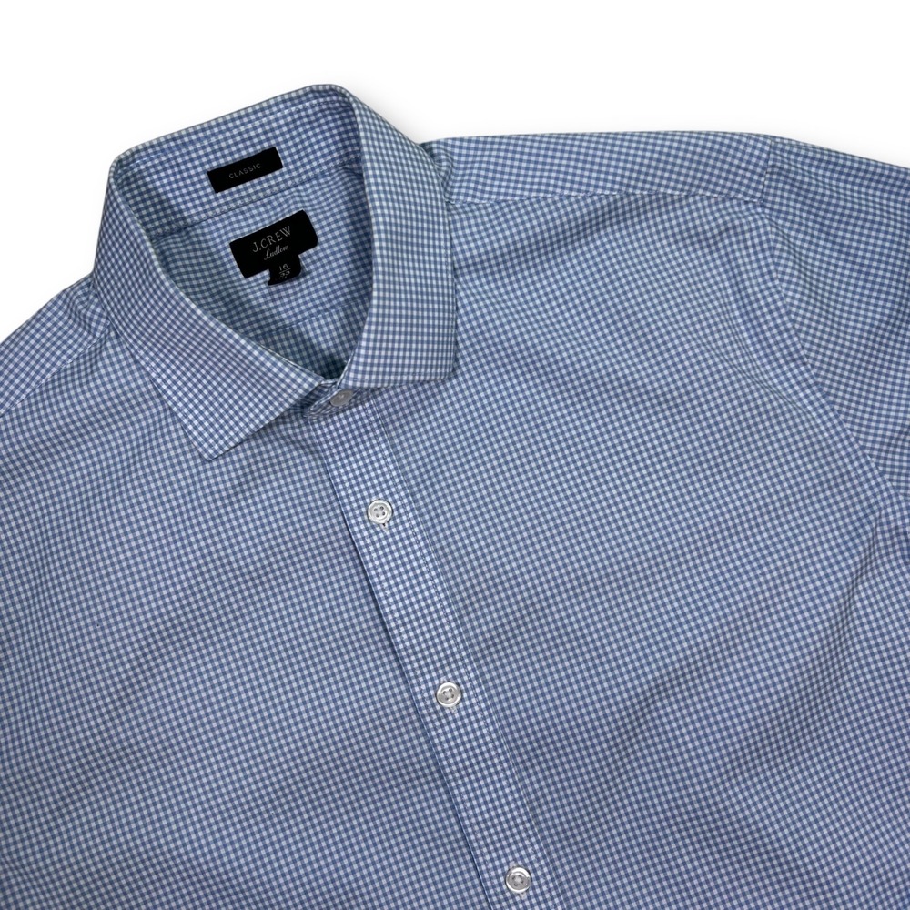 J.Crew Ludlow Dress Shirt‎ Classic Fit Gingham Checkered Blue Size 16/33